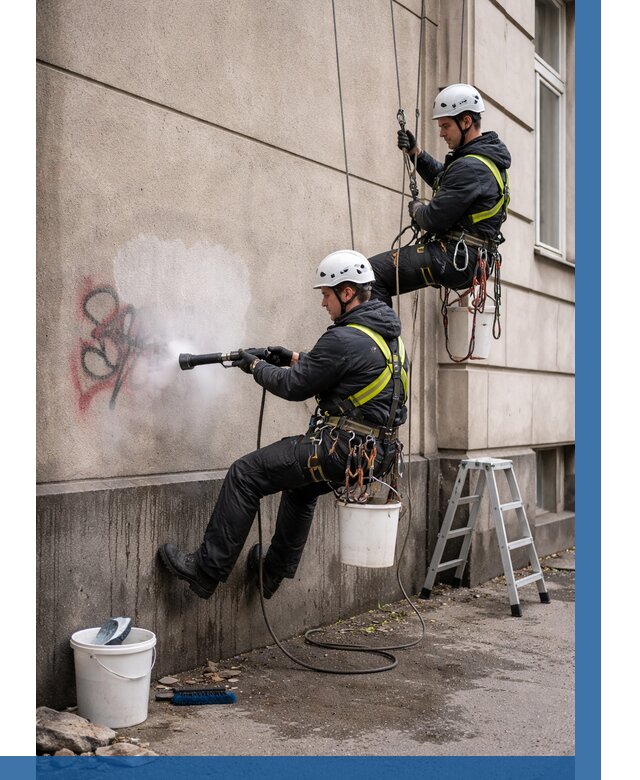 Удаление граффити с фасада в Елабуге от 4558 р. | ВЫСОТНИК-Лбг