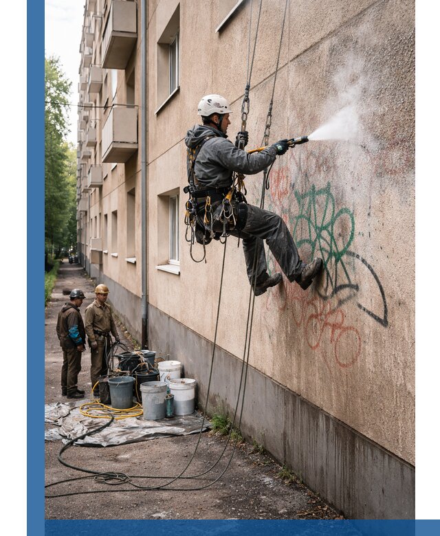 Удаление граффити с фасада в Елабуге без следов и повреждений