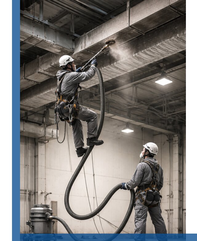 Обеспыливание потолочных конструкций в Елабуге промышленным альпинизмом