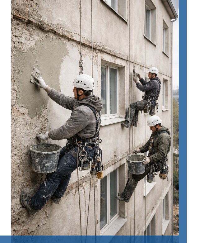 Ремонт штукатурного фасада в Елабуге от 760 р. под ключ | ВЫСОТНИК-Лбг