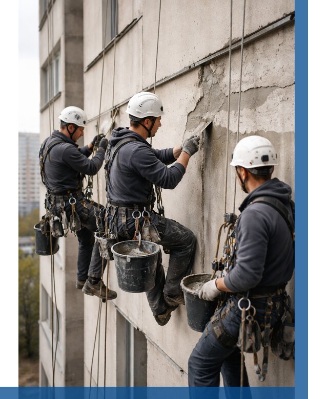 Ремонт бетонных элементов фасада в Елабуге от 2532 р. | ВЫСОТНИК-Лбг