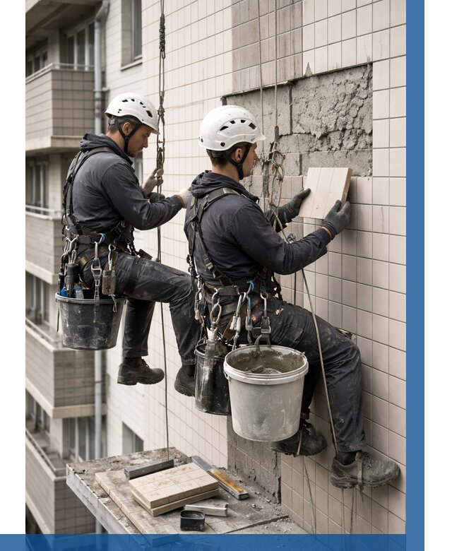 Ремонт облицовки фасада плиткой в Елабуге от 1823 р. | ВЫСОТНИК-Лбг