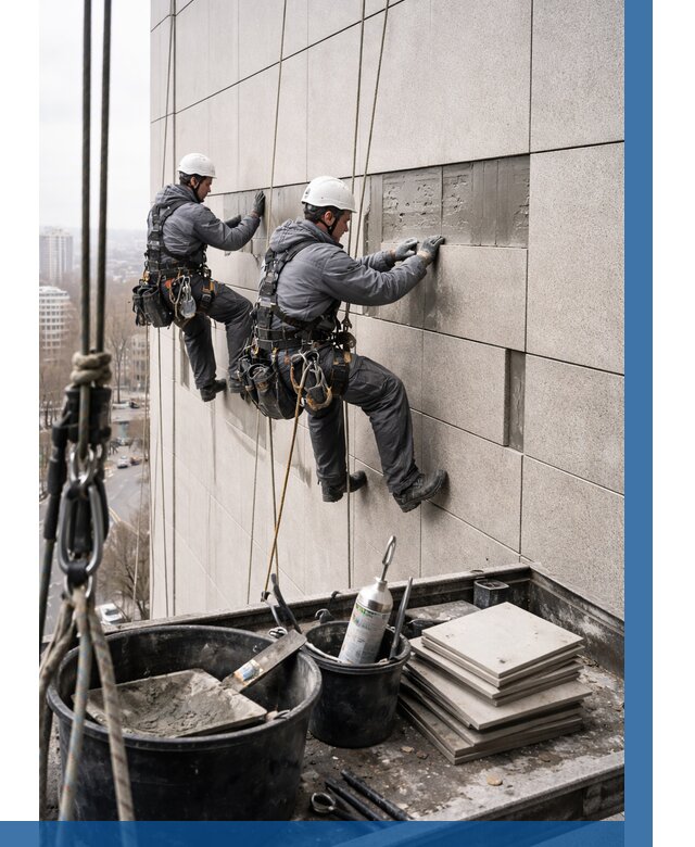 Ремонт фасада из керамогранита в Елабуге от 2532 р. | ВЫСОТНИК-Лбг