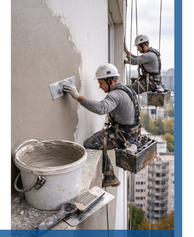 Шпаклевка фасада на высоте в Елабуге от 709 р. | ВЫСОТНИК-Лбг