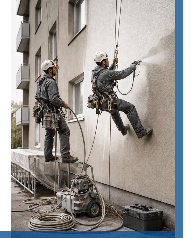 Безвоздушная покраска фасада в Елабуге от 223 р/м² | ВЫСОТНИК-Лбг