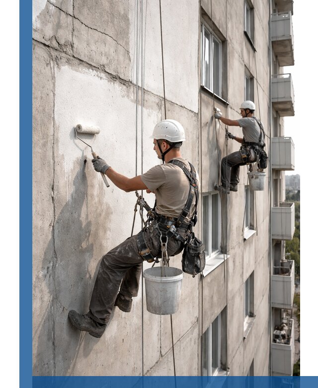 Покраска бетонного фасада в Елабуге для жилых и промышленных объектов