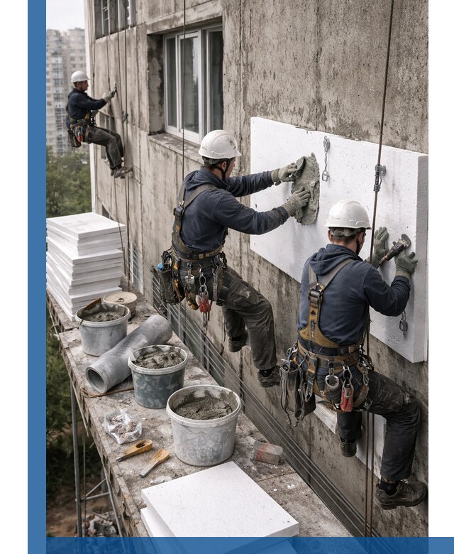 Утепление фасада пенополистиролом в Елабуге под ключ