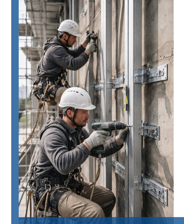 Монтаж и крепление подсистемы вентфасада в Елабуге