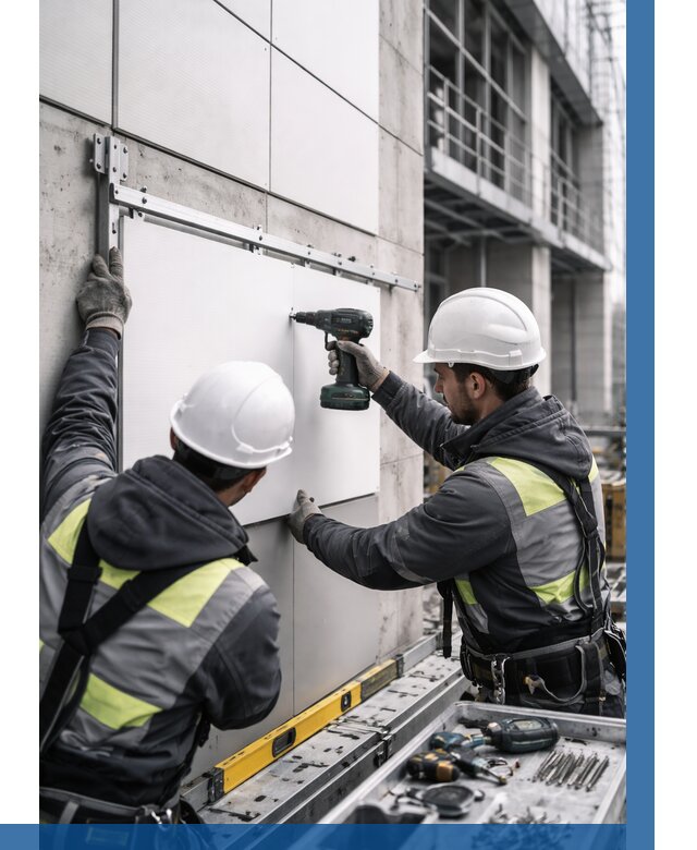 Монтаж композитных панелей фасада в Елабуге от 2532 р. | ВЫСОТНИК-Лбг