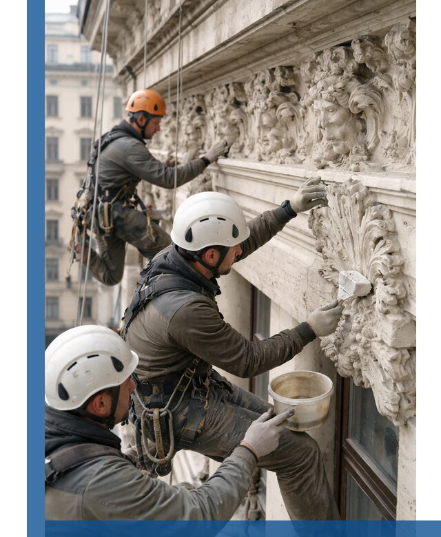 Реставрация фасадной лепнины с высотными работами в Елабуге