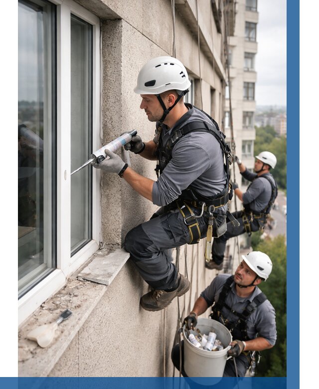 Герметизация оконных швов снаружи в Елабуге от 1519 р. | ВЫСОТНИК-Лбг