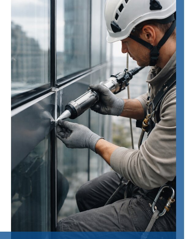 Герметизация стыков витража в Елабуге от 1215 р. | ВЫСОТНИК-Лбг