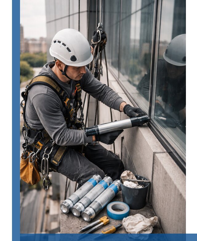 Герметизация стыков витража в Елабуге для герметичных фасадов