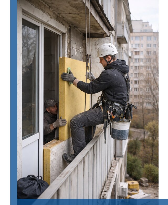 Профессиональное утепление балкона снаружи в Елабуге под ключ
