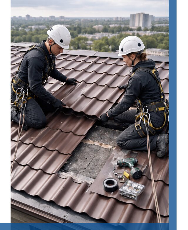 Ремонт металлочерепицы на крыше в Елабуге от 912 р. | ВЫСОТНИК-Лбг