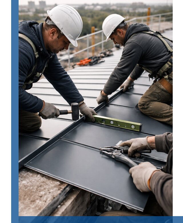 Монтаж фальцевой кровли в Елабуге для промышленных зданий