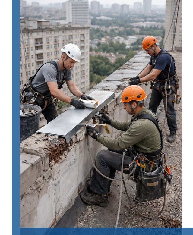 Ремонт парапета на кровле в Елабуге, высотные работы с гарантией