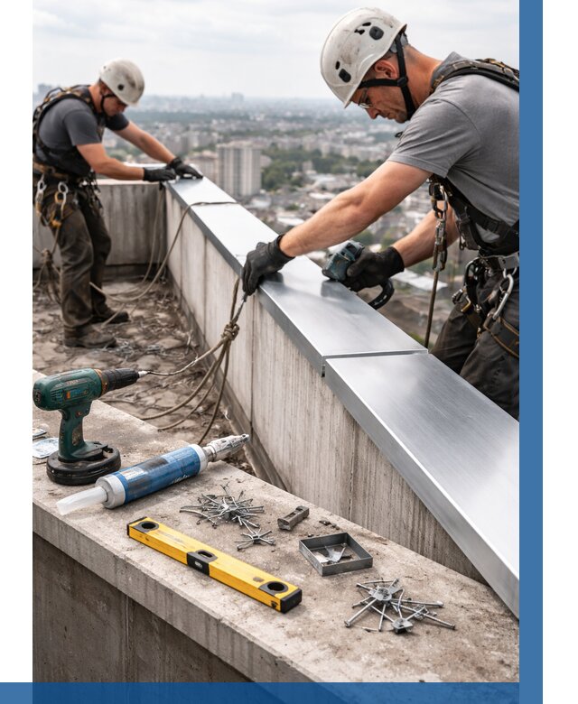 Монтаж парапетных крышек в Елабуге от 810 р. | ВЫСОТНИК-Лбг