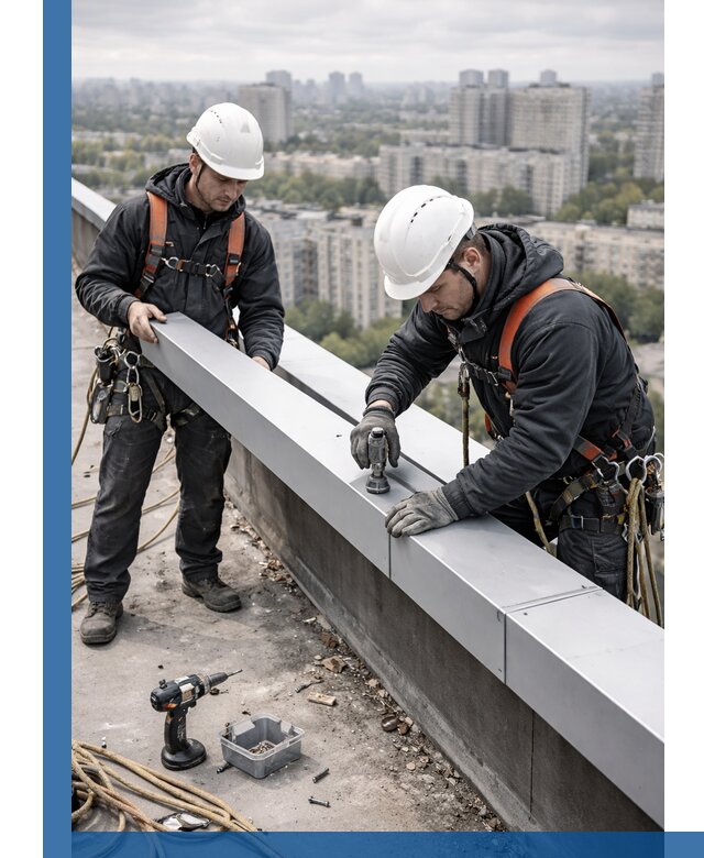 Монтаж парапетных крышек и ограждений кровли в Елабуге