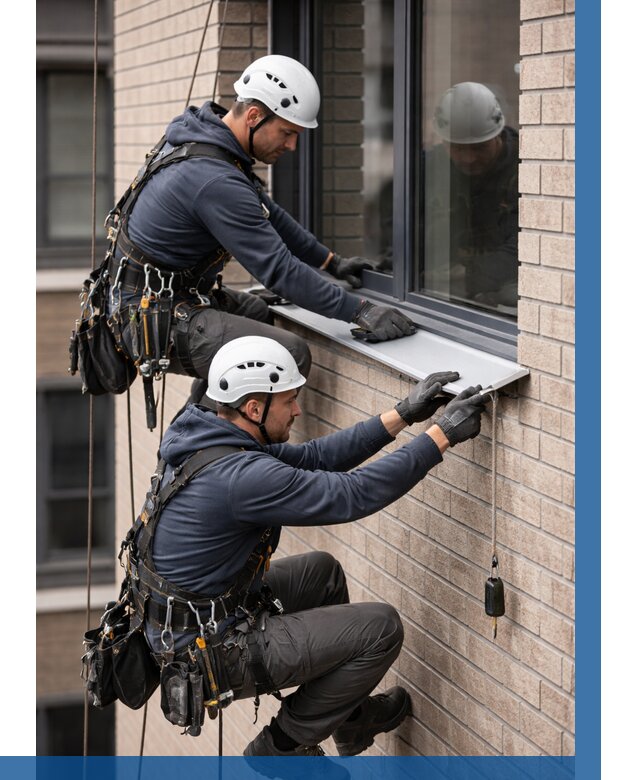 Монтаж оконных отливов под ключ в Елабуге от 3545 р. | ВЫСОТНИК-Лбг