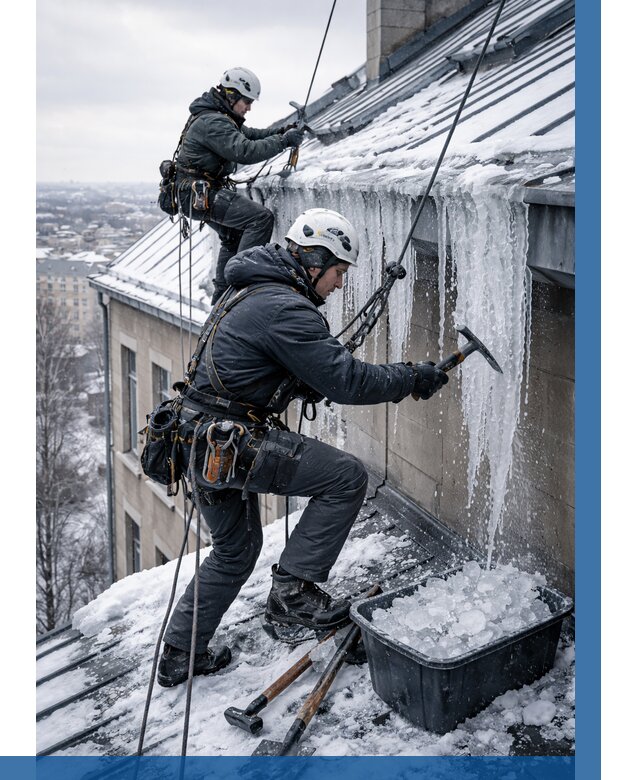 Удаление наледи с кровли в Елабуге от 5570 р. | ВЫСОТНИК-Лбг