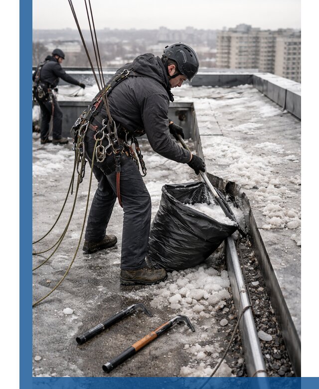 Аварийная очистка кровли в Елабуге от промальпинистов