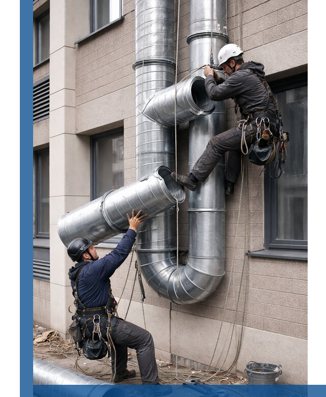 Монтаж фасадных воздуховодов в Елабуге с герметизацией и крепежом