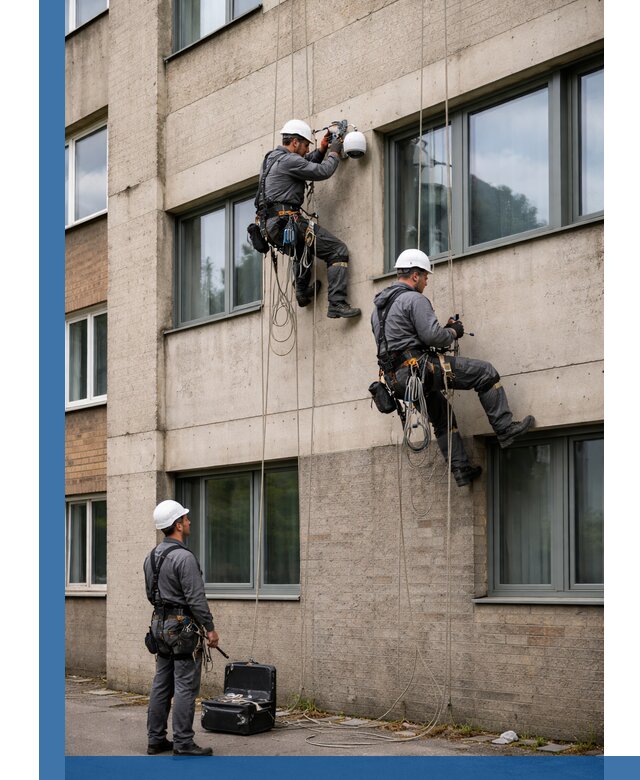 Монтаж фасадных камер видеонаблюдения в Елабуге под ключ