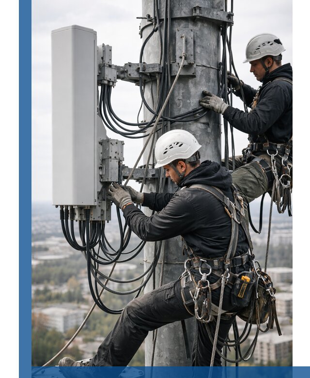 Монтаж оборудования связи на мачте в Елабуге с пусконаладкой