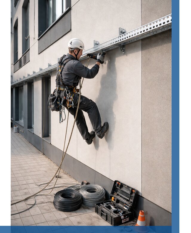 Монтаж кабельных лотков на фасаде в Елабуге от 1215 р. | ВЫСОТНИК-Лбг