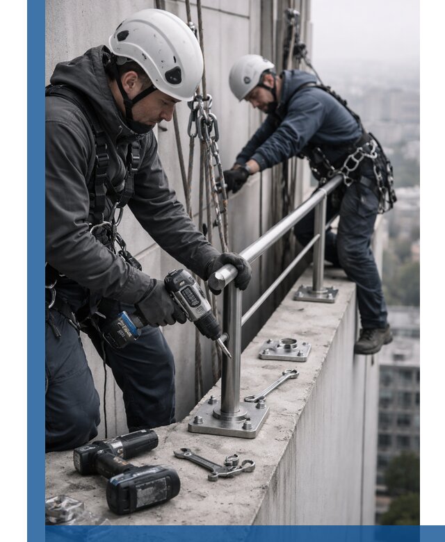 Монтаж перил на высоте в Елабуге для жилых и промобъектов