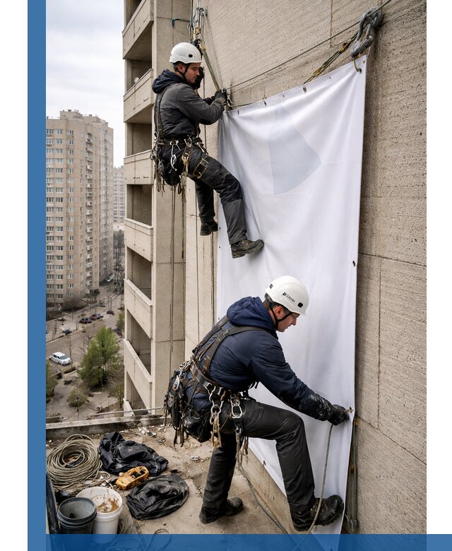 Профессиональный монтаж баннеров на фасаде в Елабуге