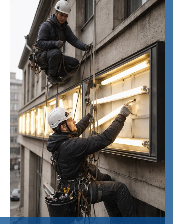Замена ламп в вывеске в Елабуге под ключ от 3545 р. | ВЫСОТНИК-Лбг