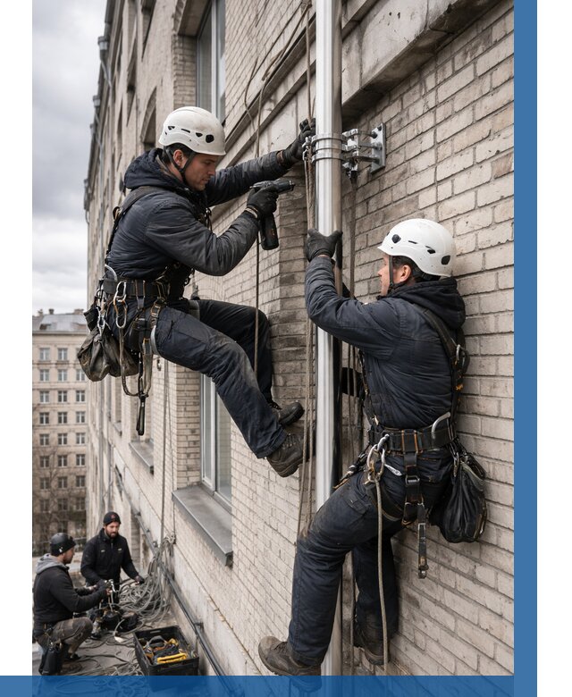 Монтаж флагштока на здании в Елабуге от 6583 р. | ВЫСОТНИК-Лбг