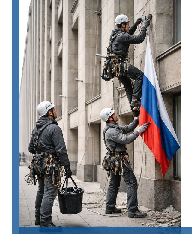 Профессиональная установка флагов на фасаде в Елабуге