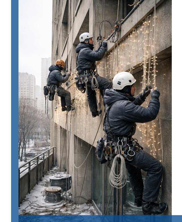 Монтаж новогодней иллюминации и украшение фасадов в Елабуге