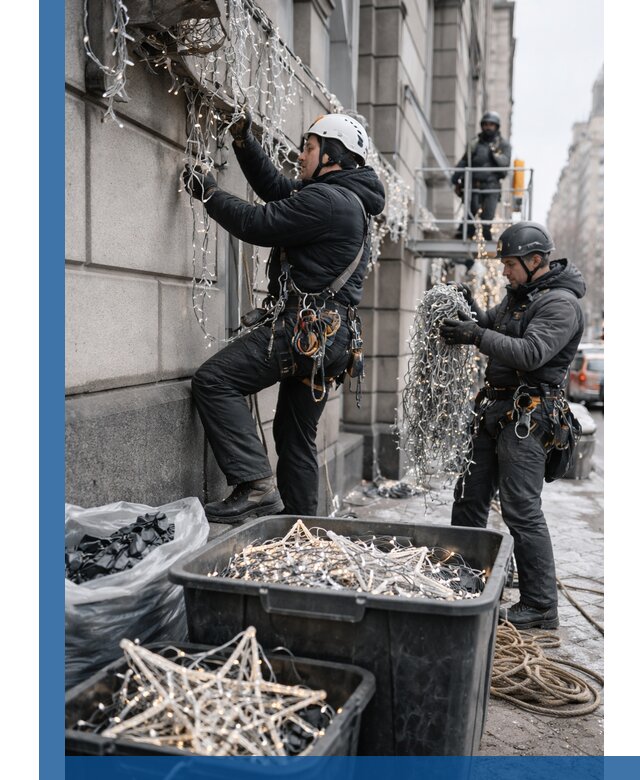 Демонтаж новогоднего оформления и гирлянд в Елабуге