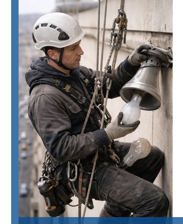 Замена ламп на высоте в Елабуге профессионально и быстро