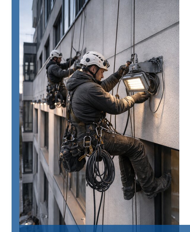 Монтаж фасадного освещения в Елабуге установка и подключение