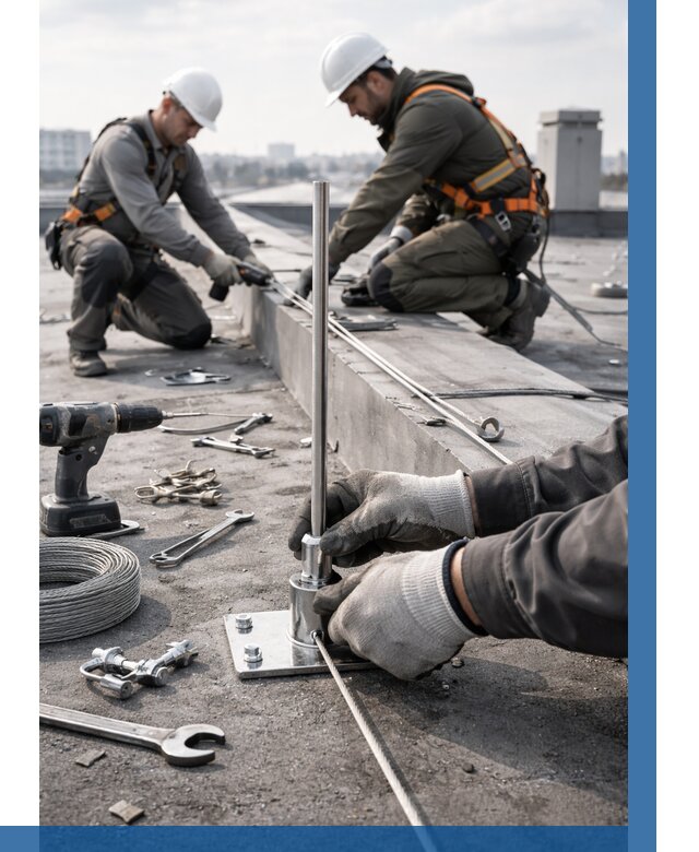 Монтаж молниезащиты на кровле в Елабуге цена от 25320 р. | ВЫСОТНИК-Лбг