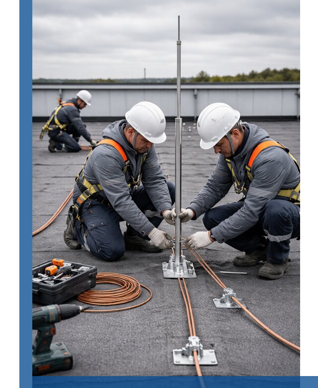 Монтаж молниезащиты на кровле в Елабуге под ключ с гарантией