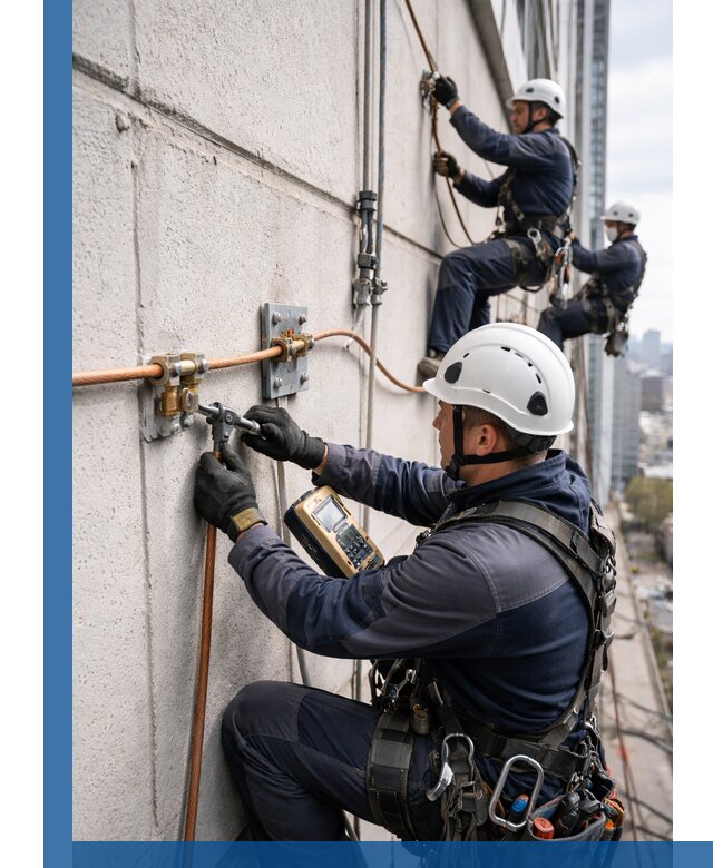 Монтаж системы заземления здания и молниезащиты в Елабуге