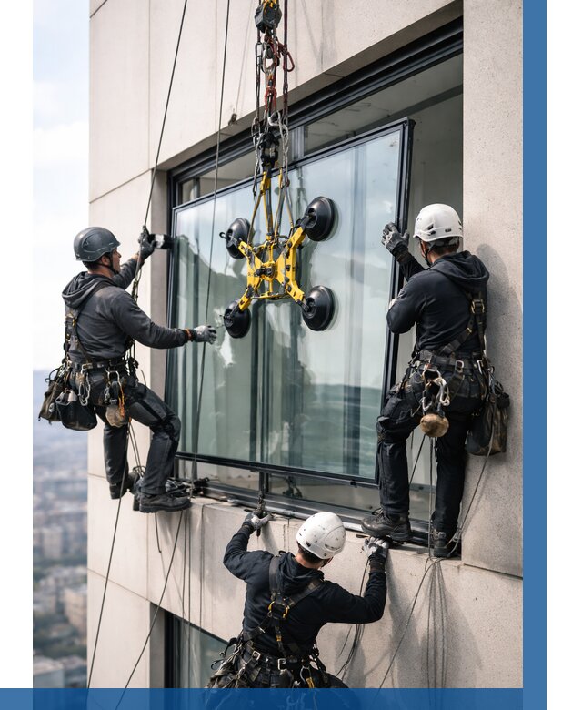 Монтаж стеклопакетов на высоте в Елабуге от 3241 р. | ВЫСОТНИК-Лбг