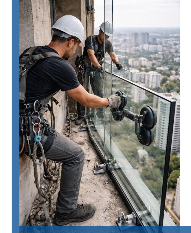 Монтаж стеклянных ограждений под ключ с гарантией в Елабуге