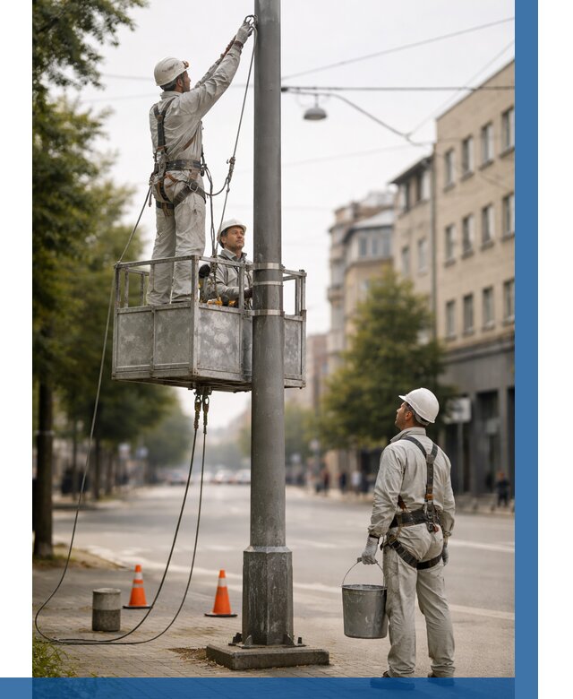 Покраска опор освещения в Елабуге от 5064 р. | ВЫСОТНИК-Лбг