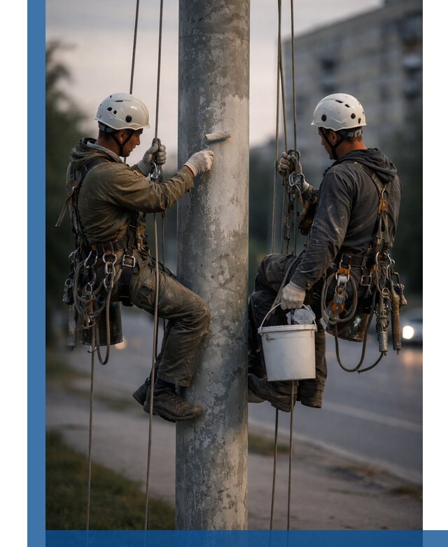 Покраска опор освещения и антикоррозийная защита в Елабуге