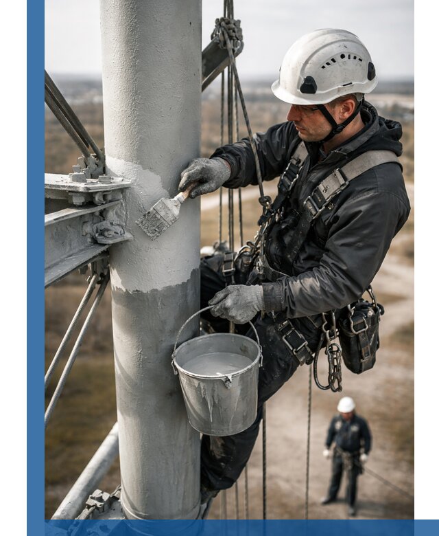 Покраска мачт связи в Елабуге промышленными альпинистами