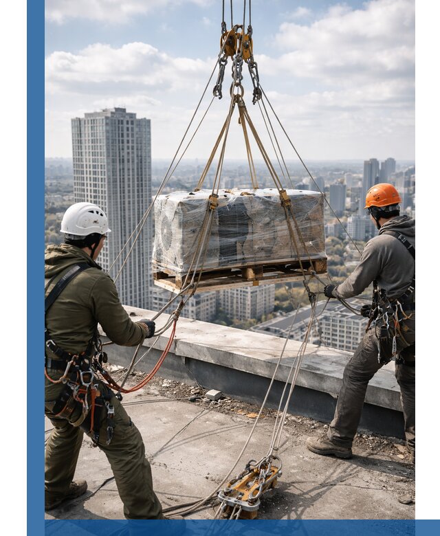 Подъем и монтаж крупногабаритных грузов на крышу в Елабуге