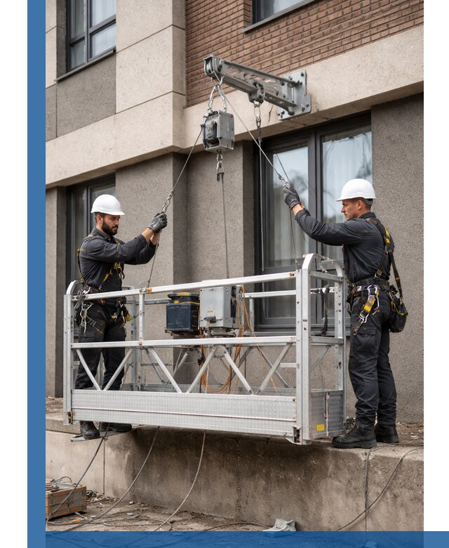 Монтаж и подъем фасадной люльки в Елабуге с гарантией безопасности