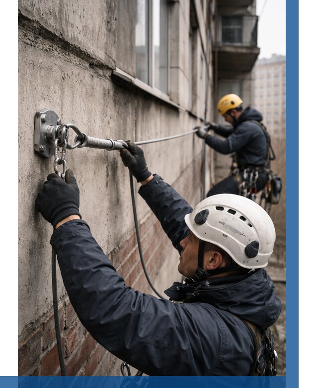Монтаж анкерных линий в Елабуге от 3038 р. | ВЫСОТНИК-Лбг